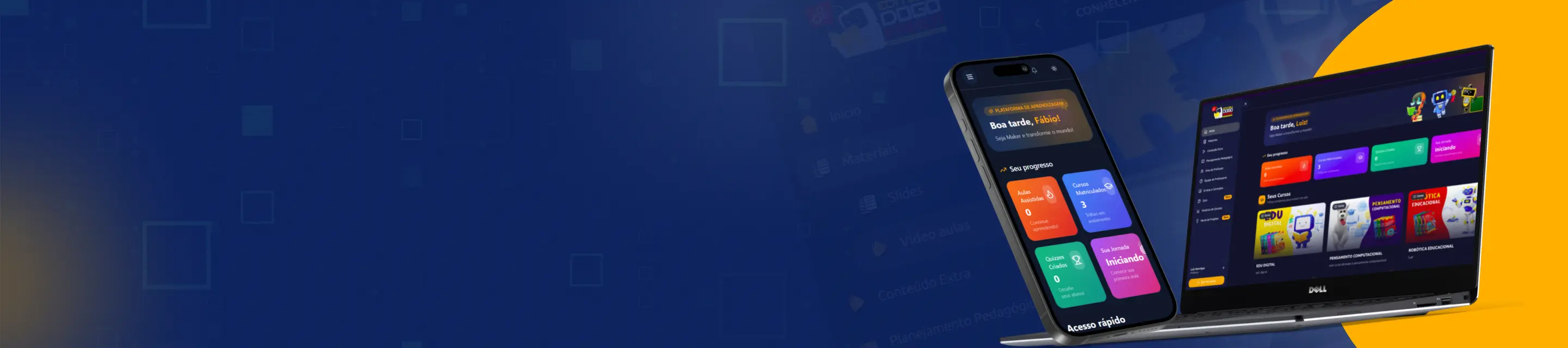 Portal DoGo Maker exibido em um celular e um notebook
